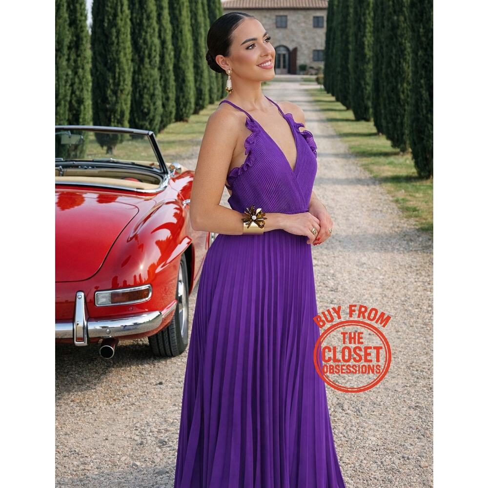 ZARA Purple Pleated Midi Dress NWT Wedding Guest Garden Party M - Picture 3 of 16